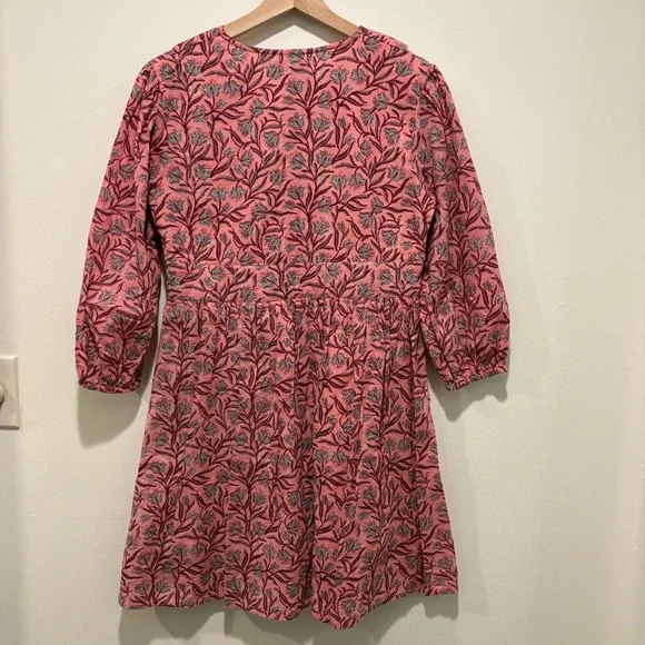 Madison Mathews || Block Print Fit‎ & Flare Mini Dress Floral Pink Small - Picture 6 of 9